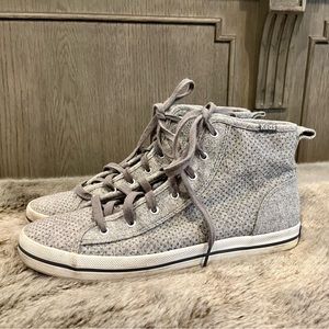 Woman’s Keds wool grey high top sparkle sneakers size 8